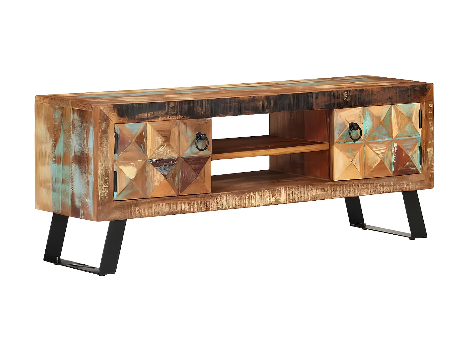 Meuble TV Moderne 112x30x45 cm bois massif de récupération BE2211