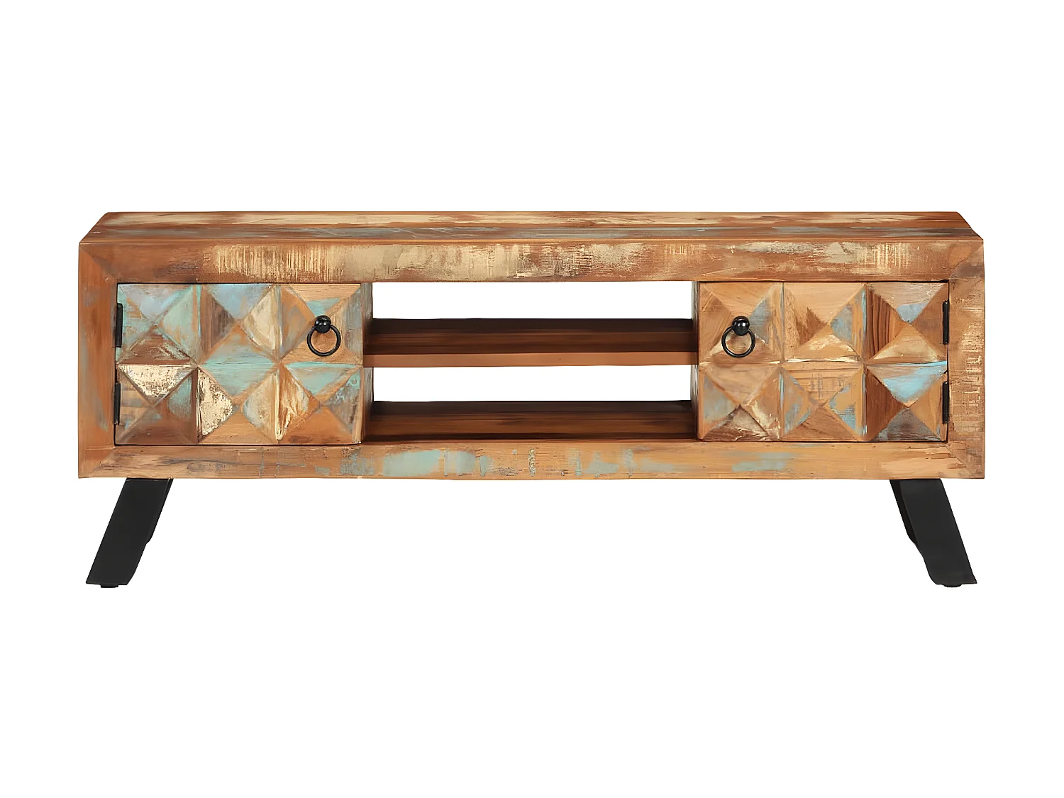 Meuble TV Moderne 112x30x45 cm bois massif de récupération BE2211