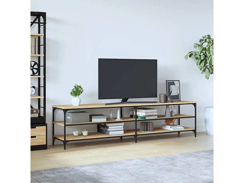 Tv-meubel 200x30x50 cm bewerkt hout metaal sonoma eikenkleurig NL47451
