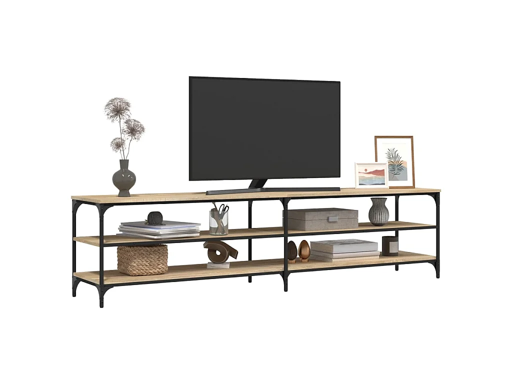 Tv-meubel 200x30x50 cm bewerkt hout metaal sonoma eikenkleurig NL47451