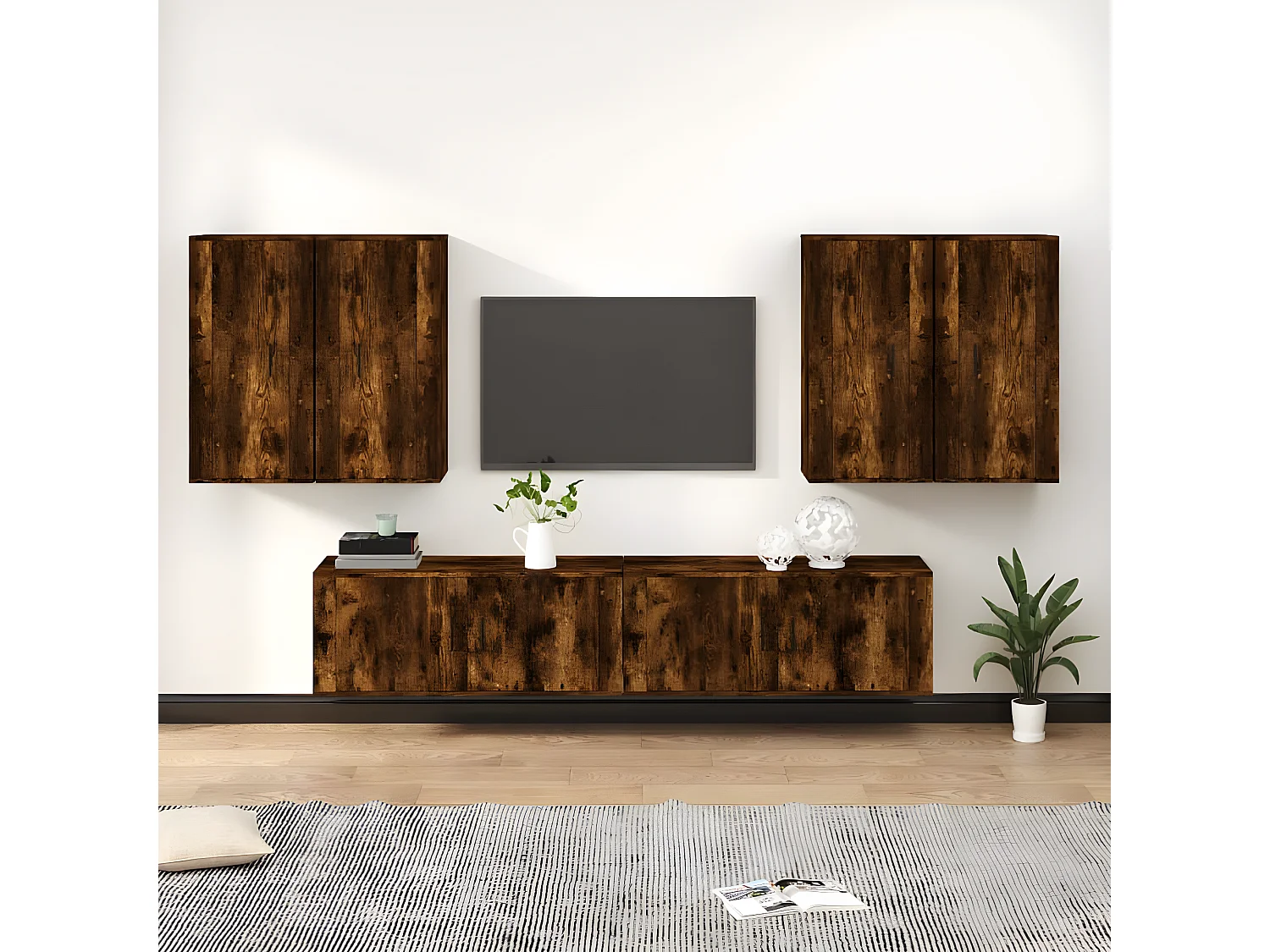 Ensemble de meubles TV 6 pcs Chêne fumé Bois d'ingénierie BE25753