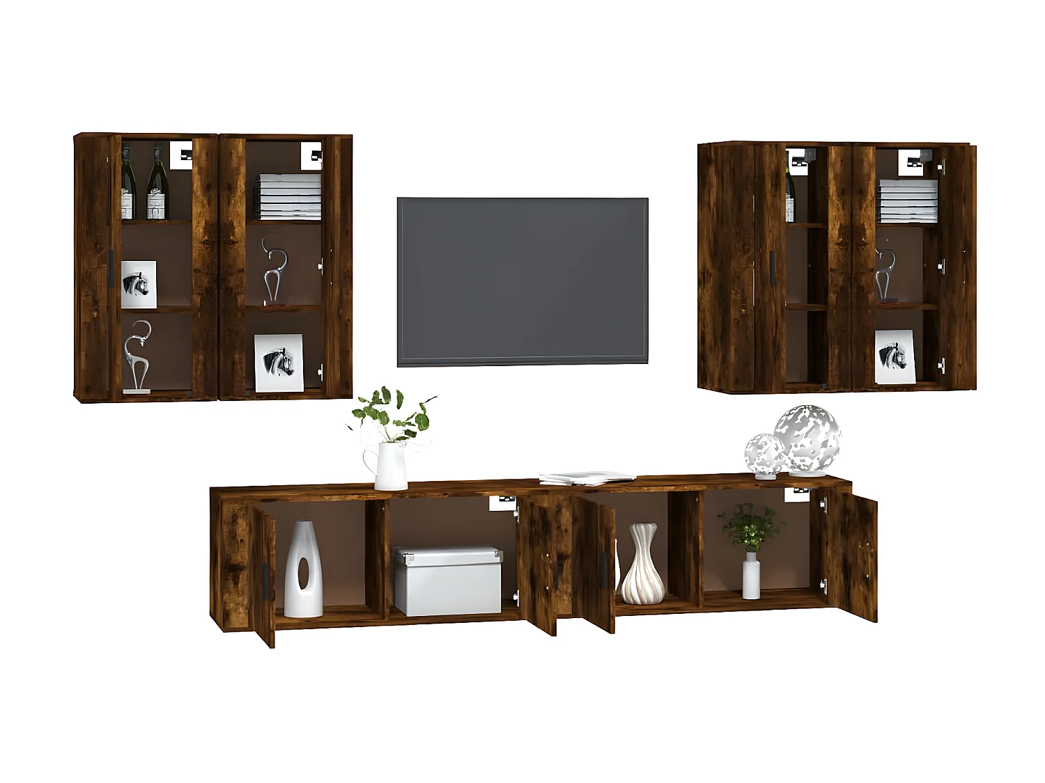 Ensemble de meubles TV 6 pcs Chêne fumé Bois d'ingénierie BE25753