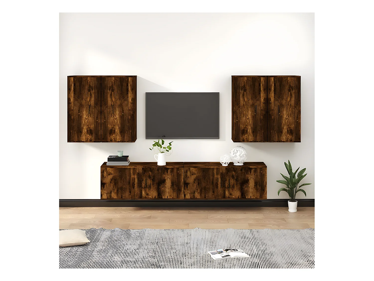 Ensemble de meubles TV 6 pcs Chêne fumé Bois d'ingénierie BE25753