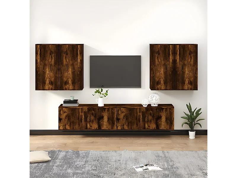 Ensemble de meubles TV 6 pcs Chêne fumé Bois d'ingénierie BE25753