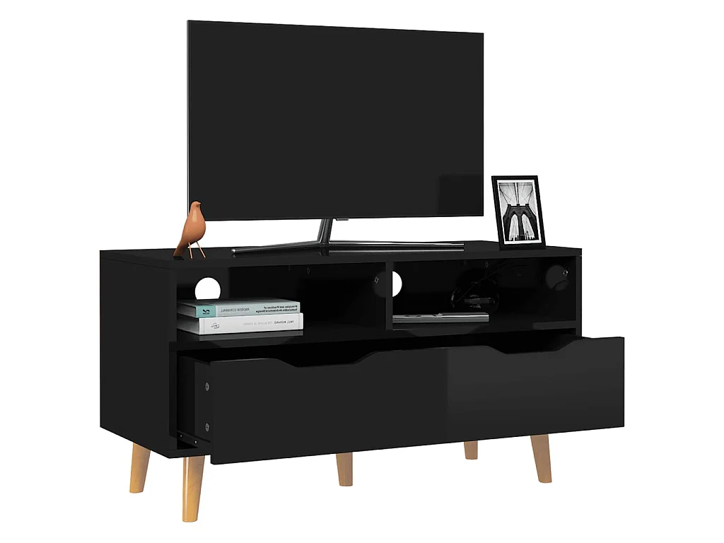 Tv-meubel 90x40x48,5 cm bewerkt hout hoogglans zwart NL490113
