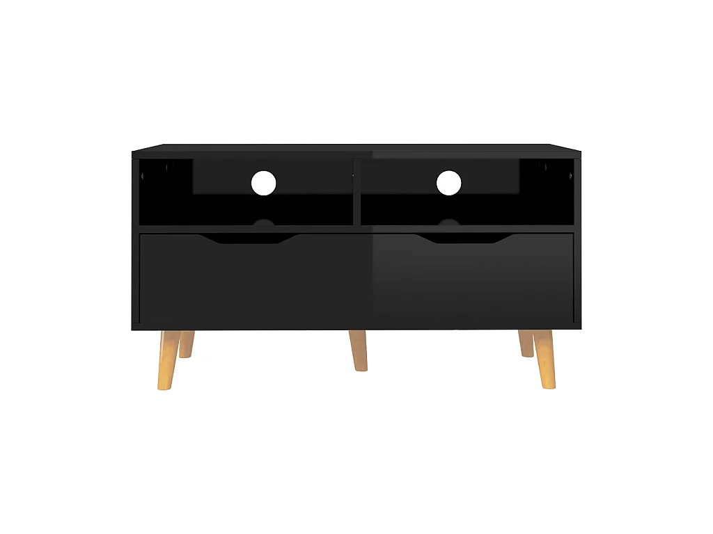 Meuble TV Noir brillant 90x40x48,5 cm Aggloméré BE32404