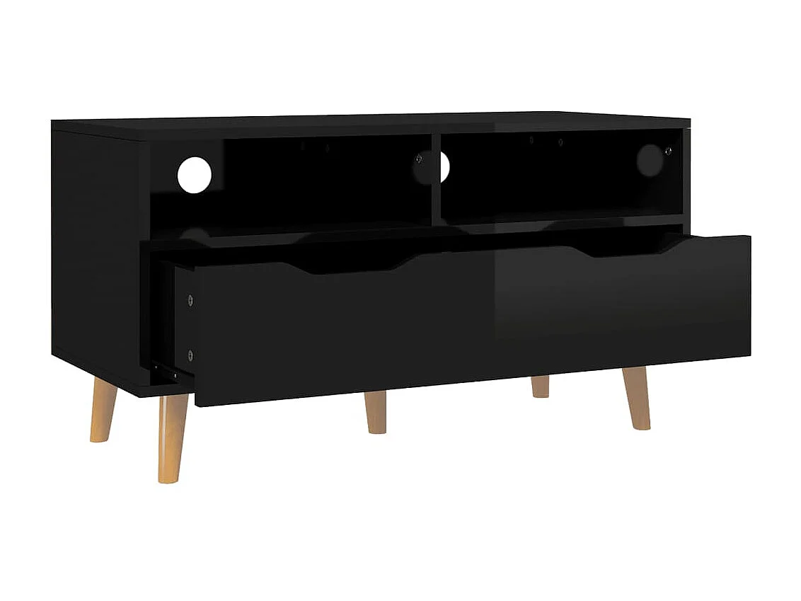 Meuble TV Noir brillant 90x40x48,5 cm Aggloméré BE32404