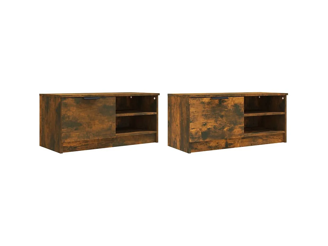 Meubles TV 2 pcs Chêne fumé 80x35x36,5 cm Bois d'ingénierie BE71946