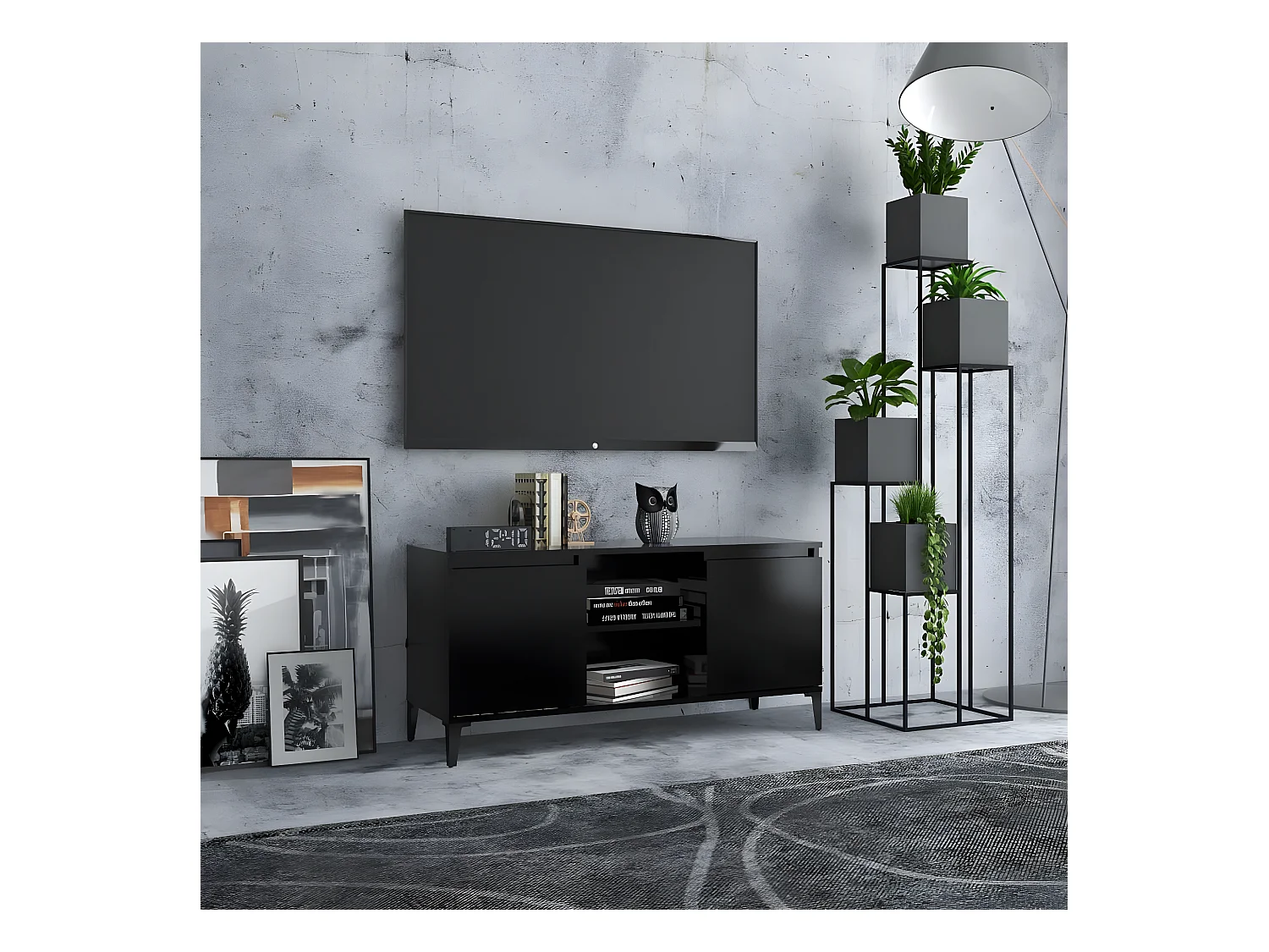 Meuble TV avec pieds en métal Noir 103,5x35x50 cm BE27089