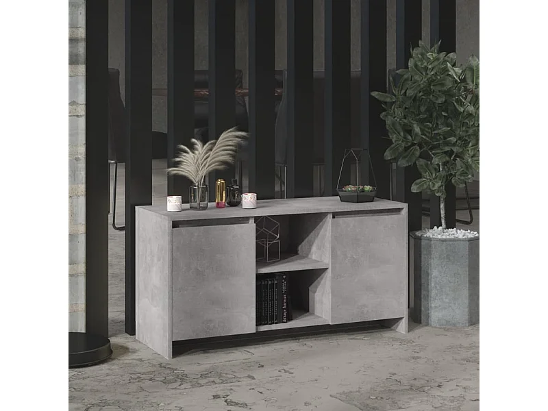 Mueble de TV madera contrachapada gris hormigón 102x37,5x52,5cm ES16035