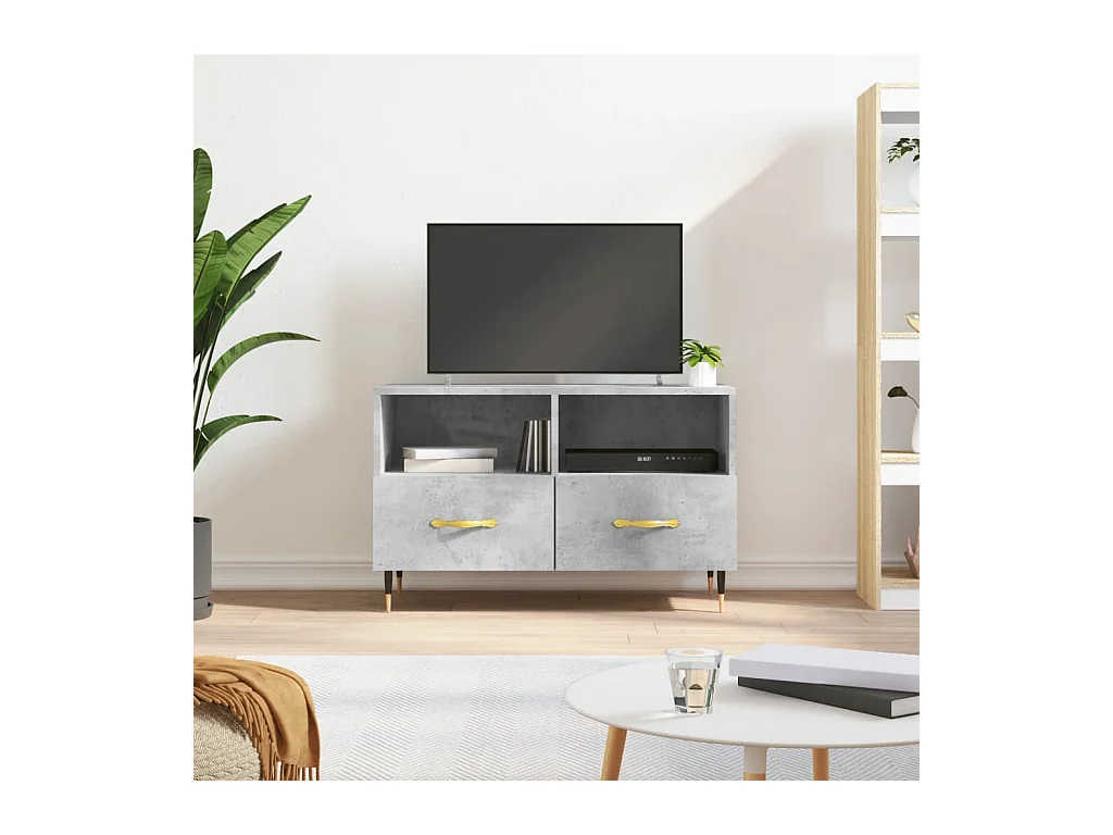 Meuble TV BEis béton 80x36x50 cm Bois d'ingénierie BE67983