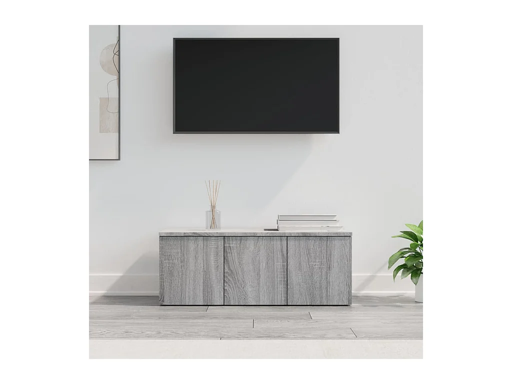 Tv-meubel 80x34x30 cm bewerkt hout grijs sonoma eikenkleurig NL866193