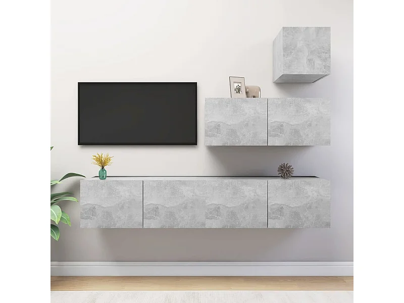 4-delige Tv-meubelset bewerkt hout betongrijs NL273085
