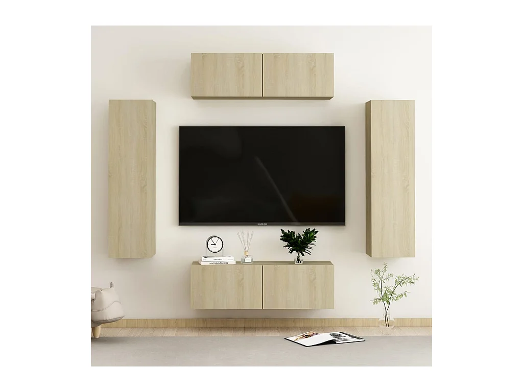 Ensemble de meubles TV 4 pcs Chêne sonoma Bois d'ingénierie BE78445