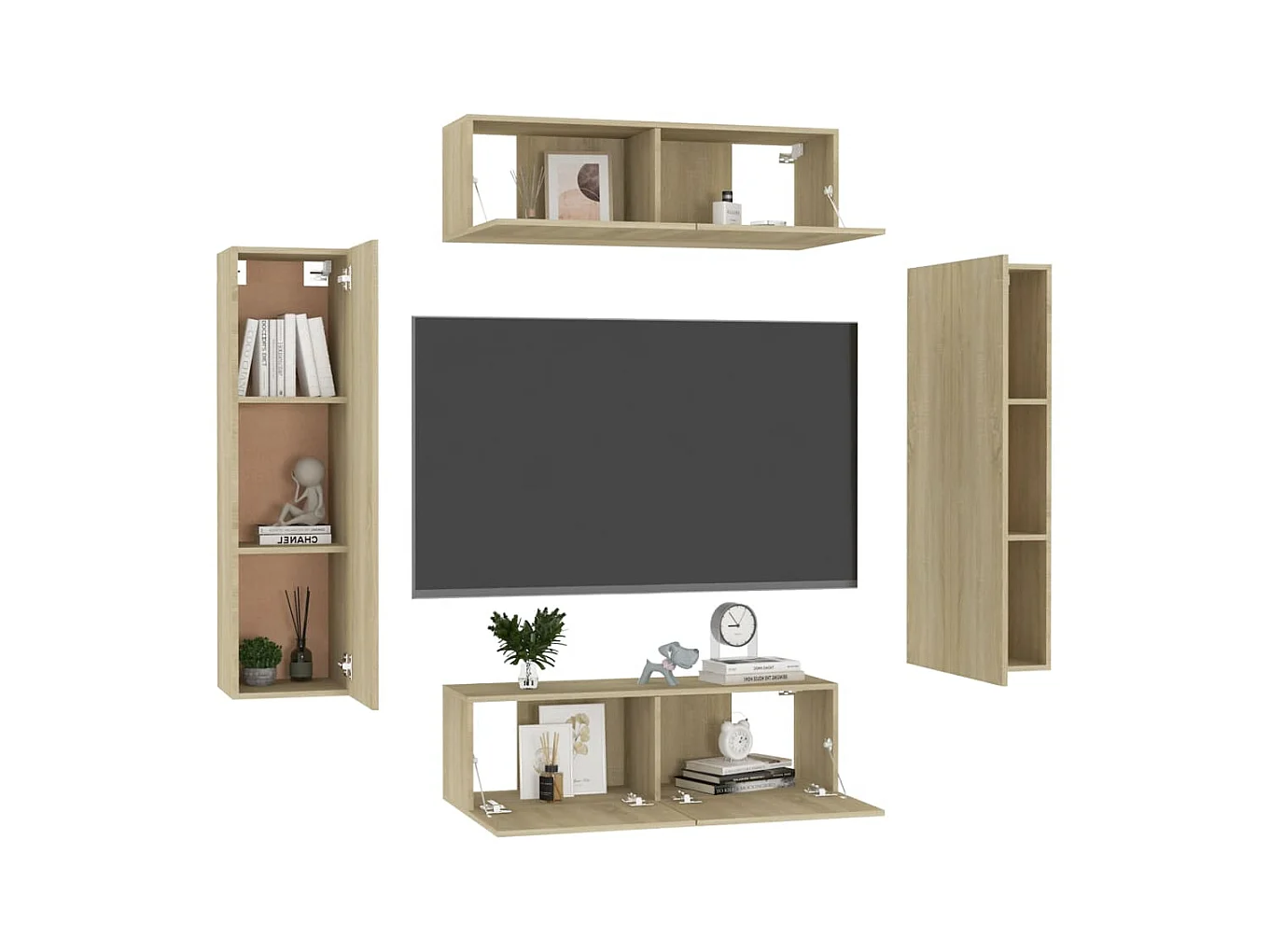 4-delige Tv-meubelset bewerkt hout sonoma eikenkleurig NL65306