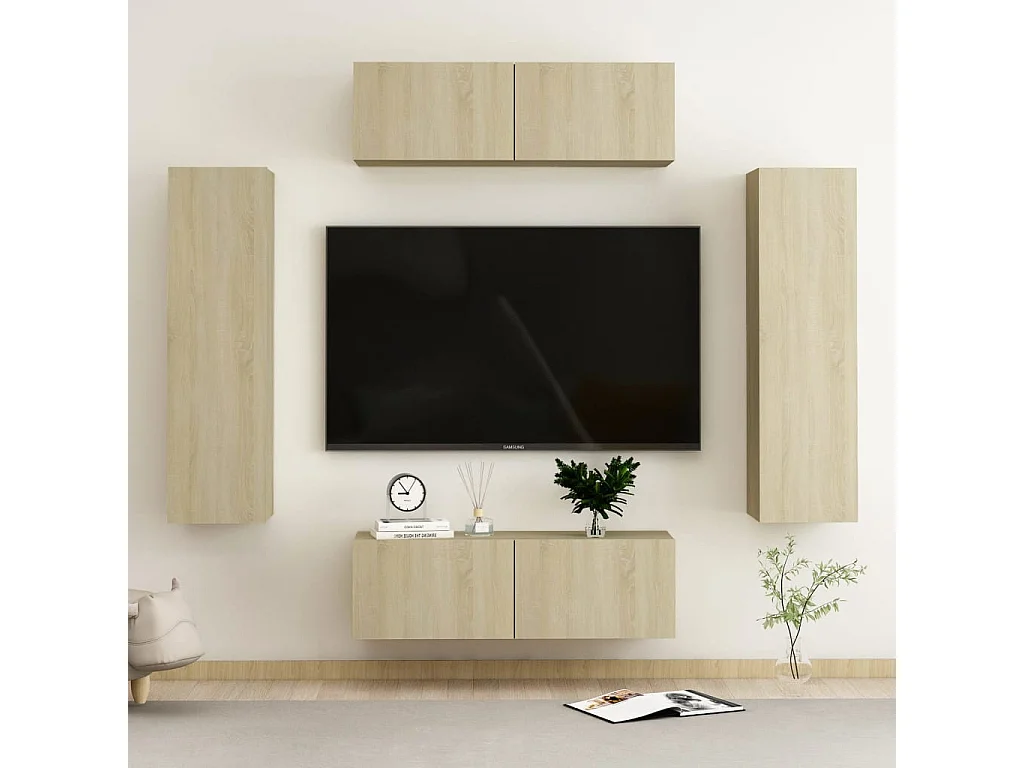 Ensemble de meubles TV 4 pcs Chêne sonoma Bois d'ingénierie BE78445