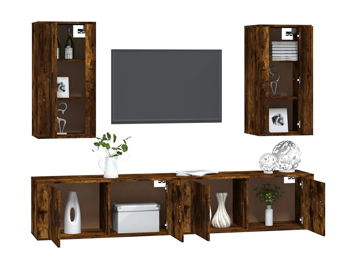 Ensemble de meubles TV 4 pcs Chêne fumé Bois d'ingénierie BE98540