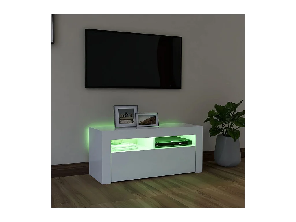 Tv-meubel met LED-verlichting 90x35x40 cm wit NL496429