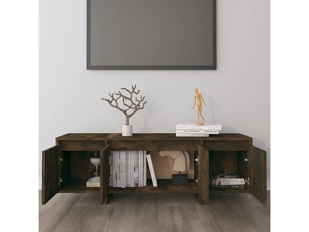 Meuble TV chêne fumé 120x30x40,5 cm bois d'ingénierie BE11860