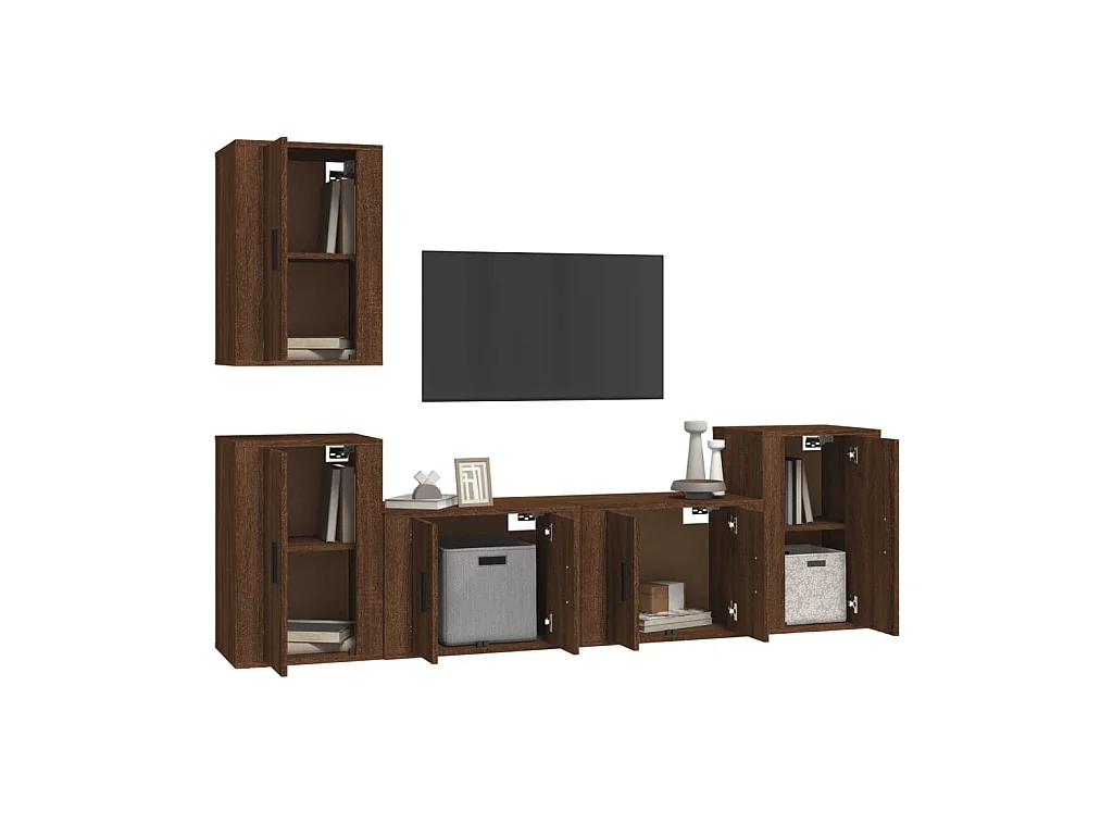 Ensemble de meubles TV 5 pcs Chêne marron Bois d'ingénierie BE48986