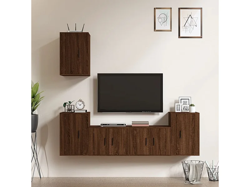 5-tlg. TV-Schrank-Set,TV-Möbel Braun Eichen-Optik Holzwerkstoff -gkd237342