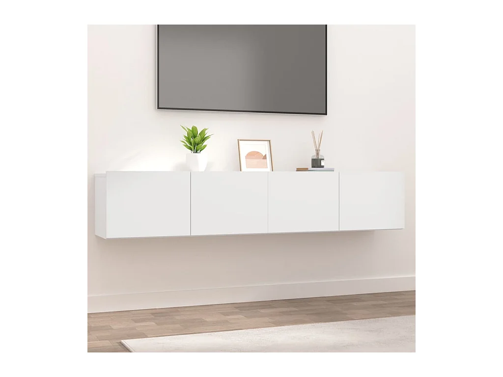 Tv-meubels 2 st 80x30x30 cm bewerkt hout wit NL133644