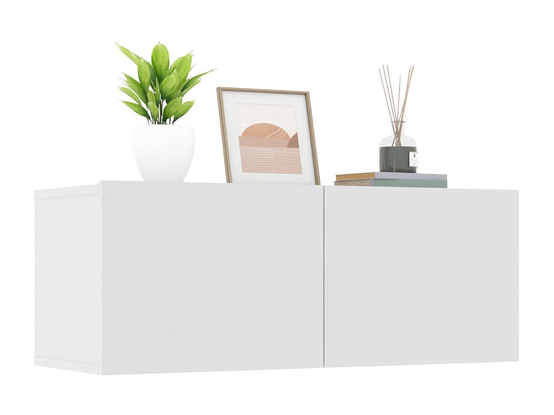 Mobili TV | Armadietti TV 2 pz Bianchi 80x30x30 cm in Legno Multistrato