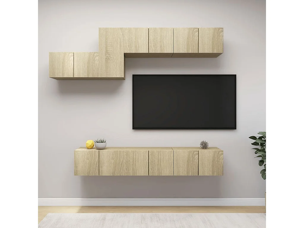 Ensemble de meubles TV 7 pcs Chêne sonoma Bois d'ingénierie BE87980
