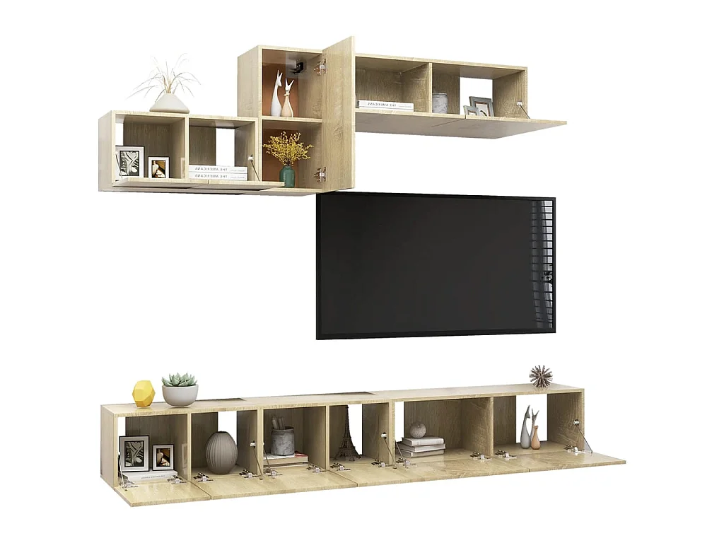 Ensemble de meubles TV 6 pcs Chêne sonoma Bois d'ingénierie BE15495