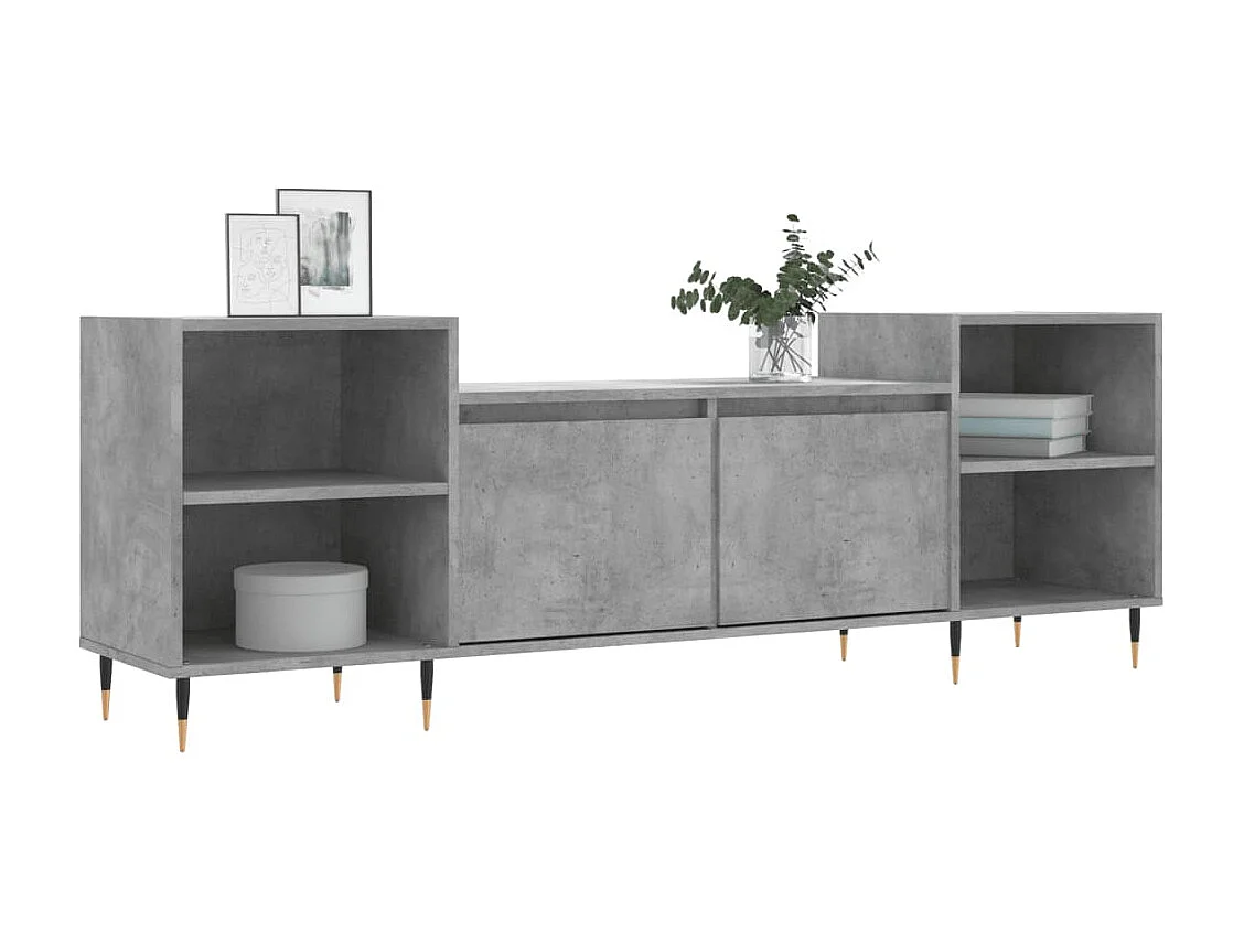 Meuble TV Gris béton 160x35x55 cm Bois d'ingénierie BE5380