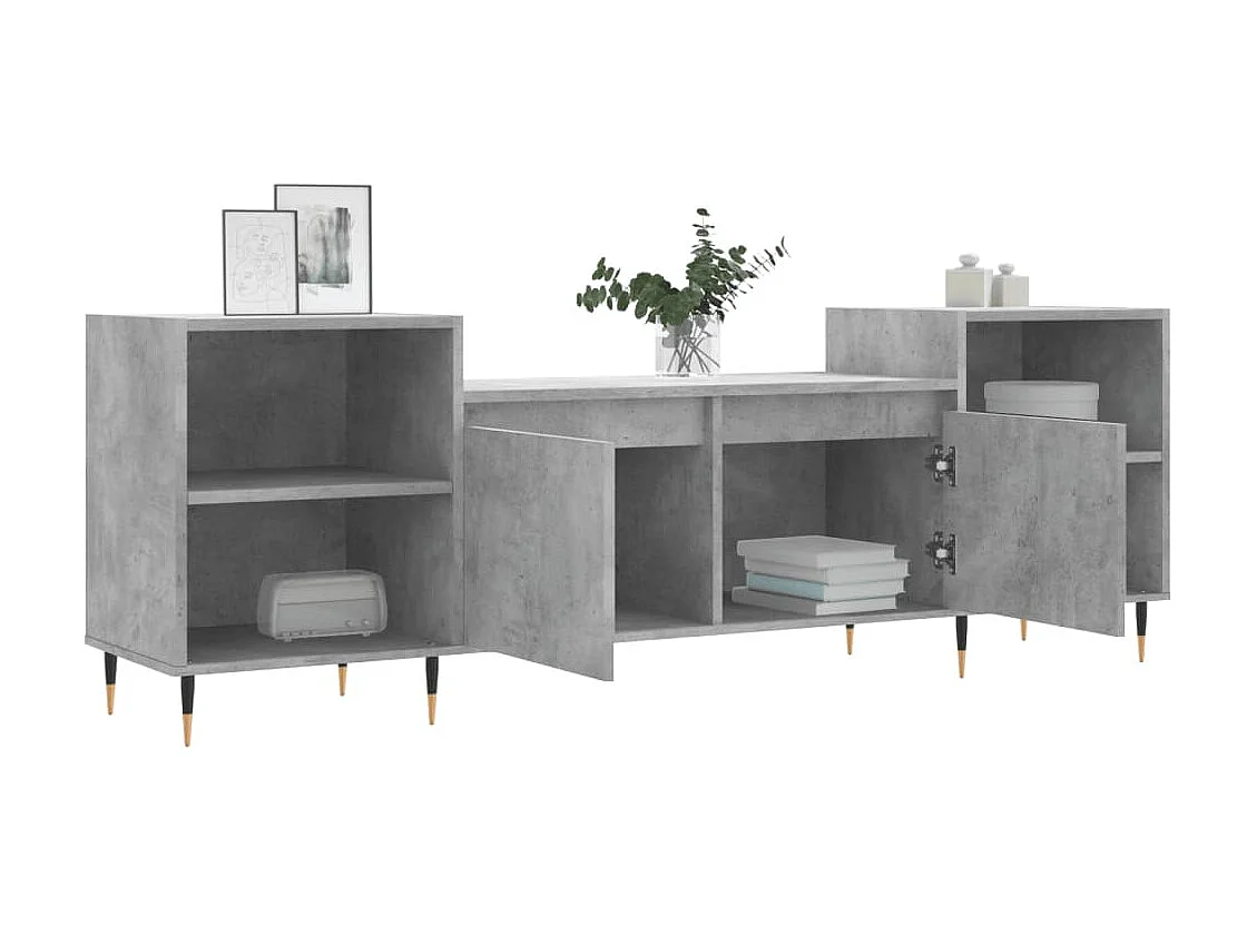 Meuble TV Gris béton 160x35x55 cm Bois d'ingénierie BE5380