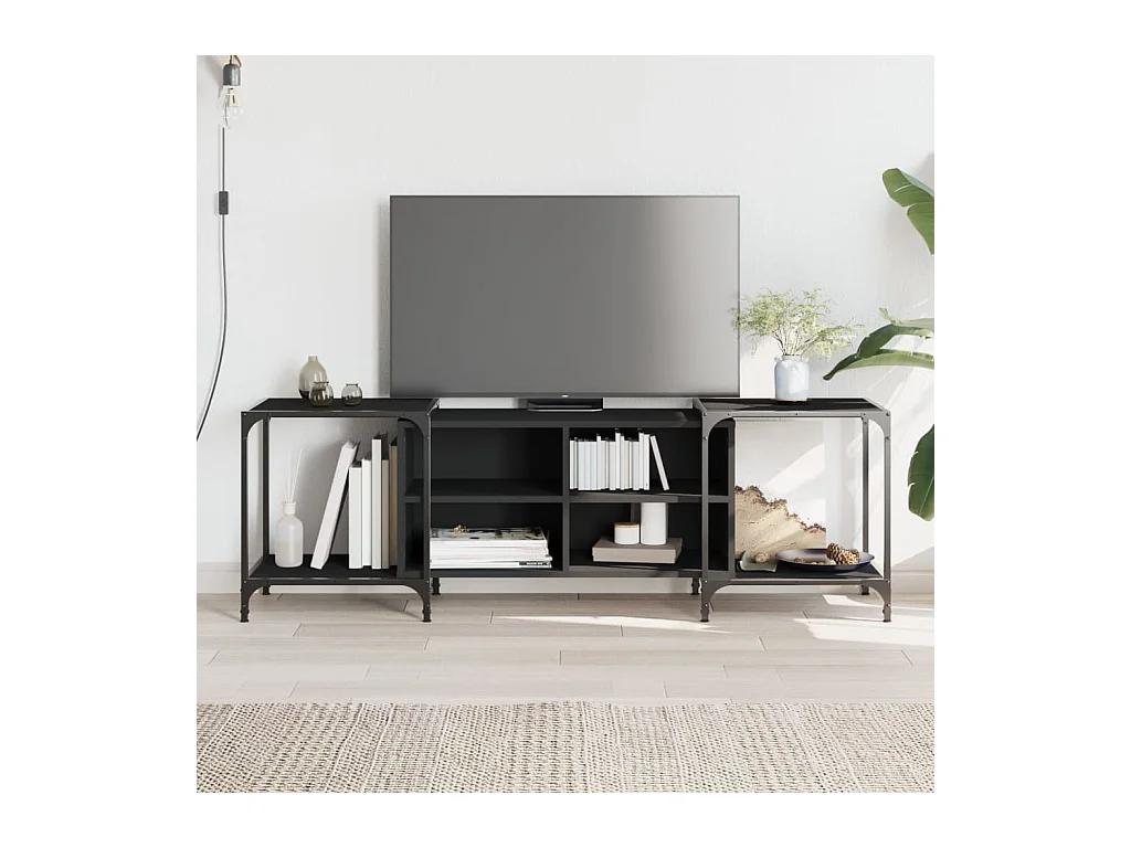 Meuble TV noir 153x37x50 cm bois d'ingénierie BE31506