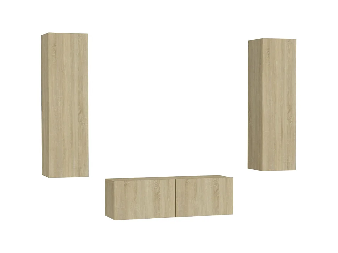 Ensemble de meubles TV 3 pcs Chêne sonoma Bois d'ingénierie BE83593