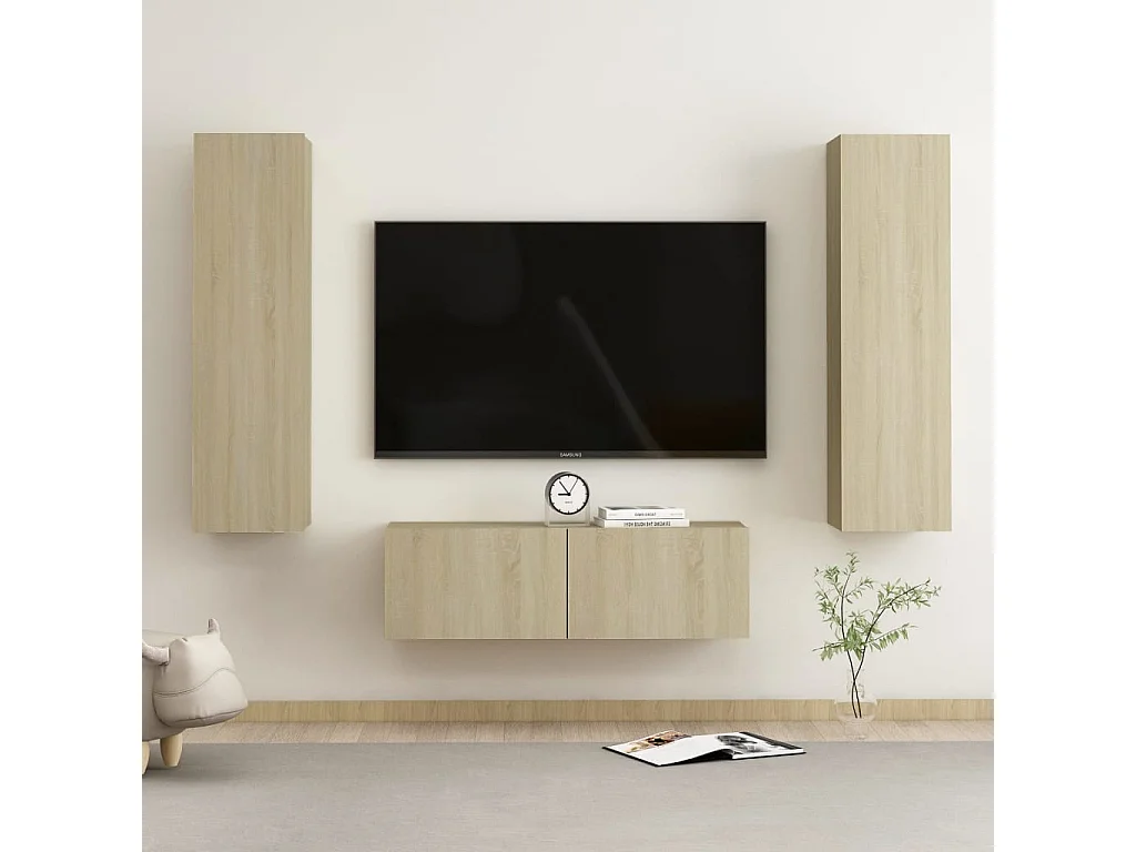 Ensemble de meubles TV 3 pcs Chêne sonoma Bois d'ingénierie BE83593