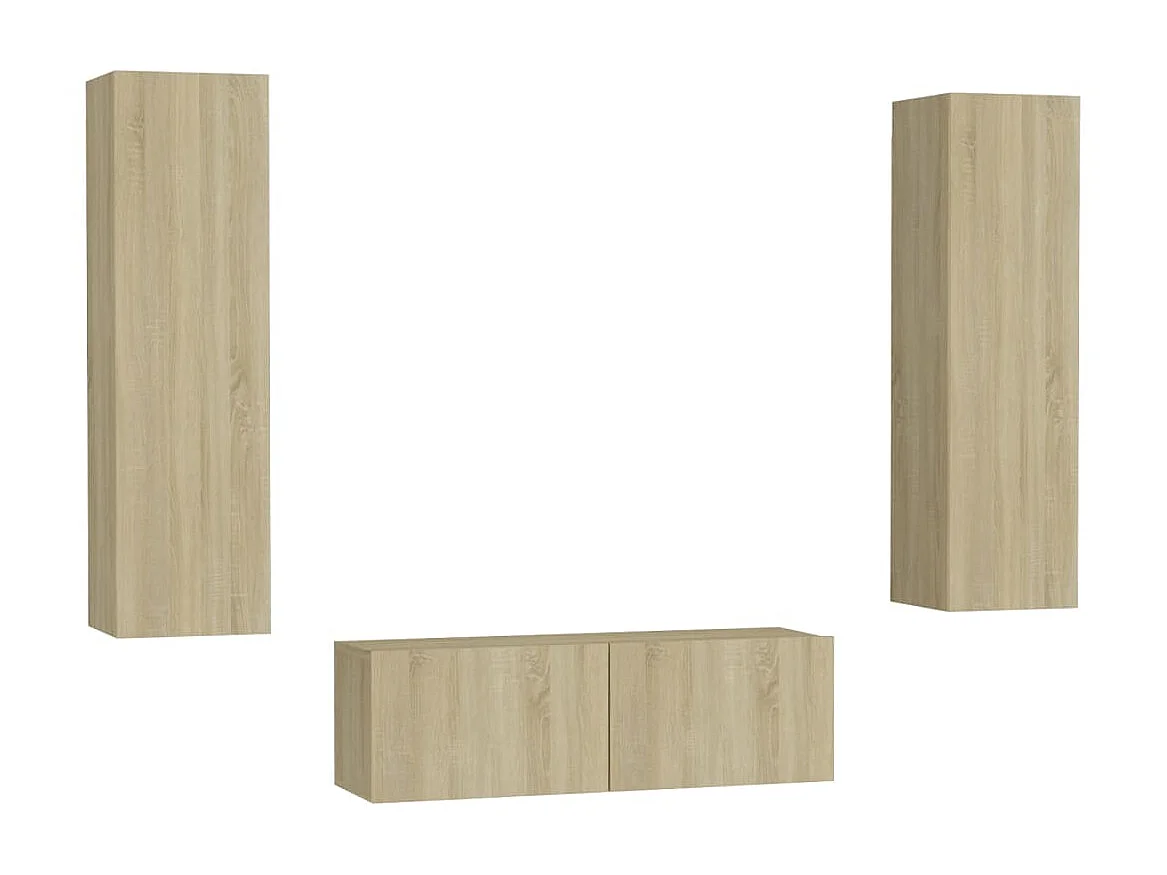 Ensemble de meubles TV 3 pcs Chêne sonoma Bois d'ingénierie BE83593