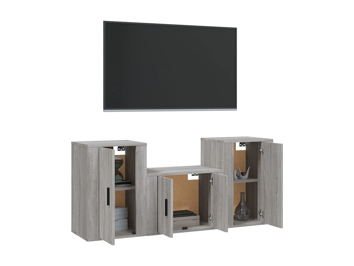 Set de muebles para TV 3 pzas madera contrachapada gris Sonoma ES96390