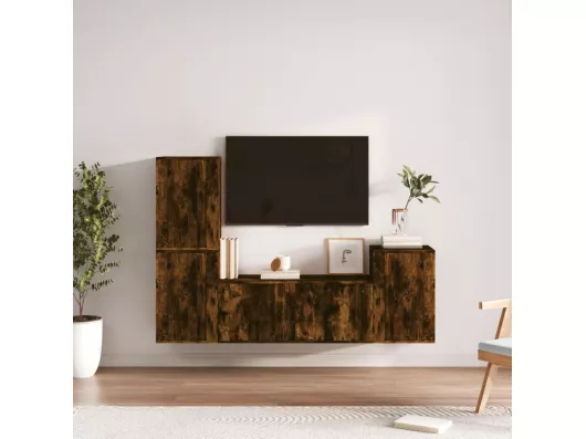 Kauf Unique 4-tlg. TV-Schrank-Set,TV-Möbel Räuchereiche Holzwerkstoff -gkd72950