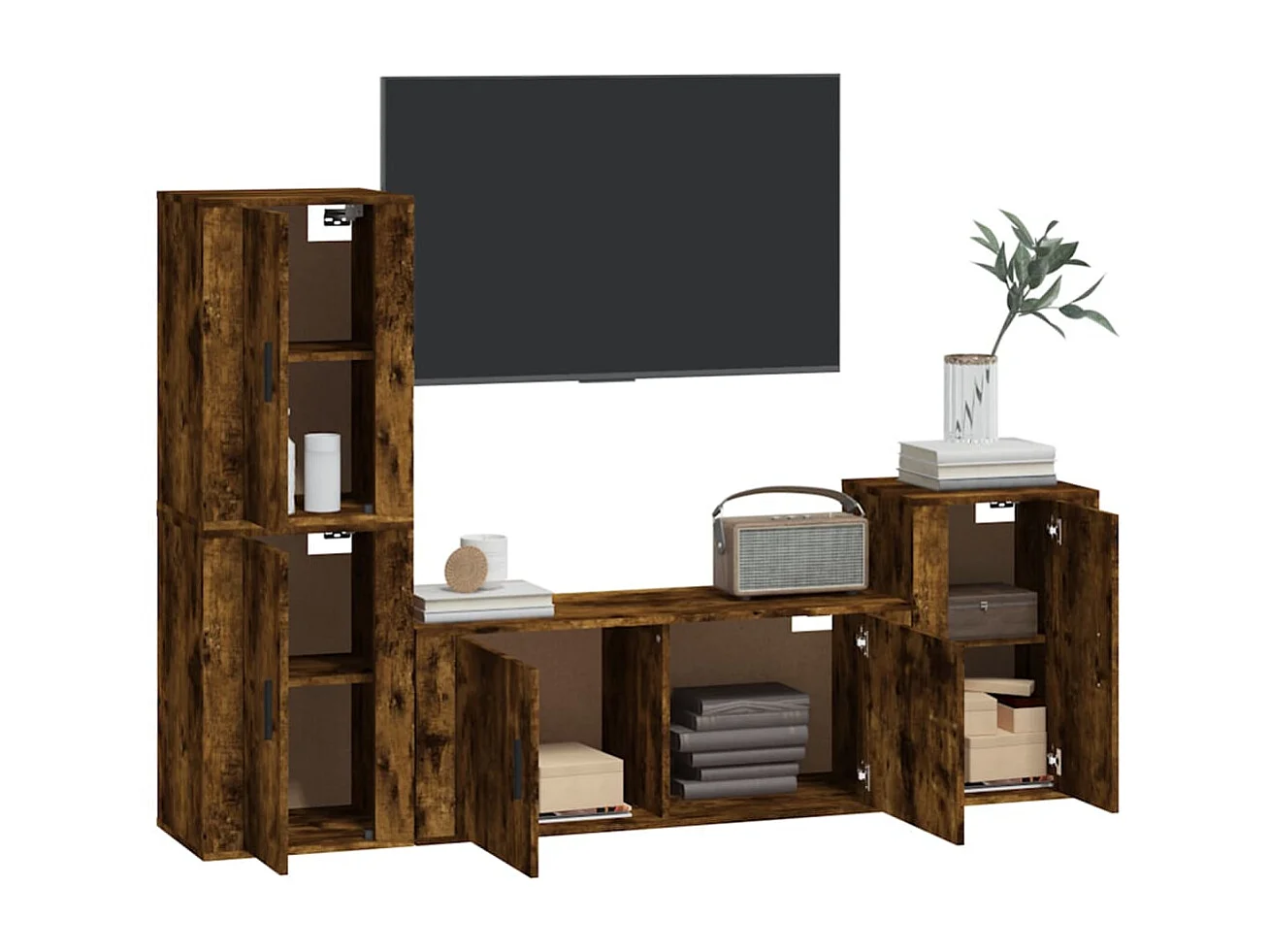 Ensemble de meubles TV 4 pcs Chêne fumé Bois d'ingénierie BE55502