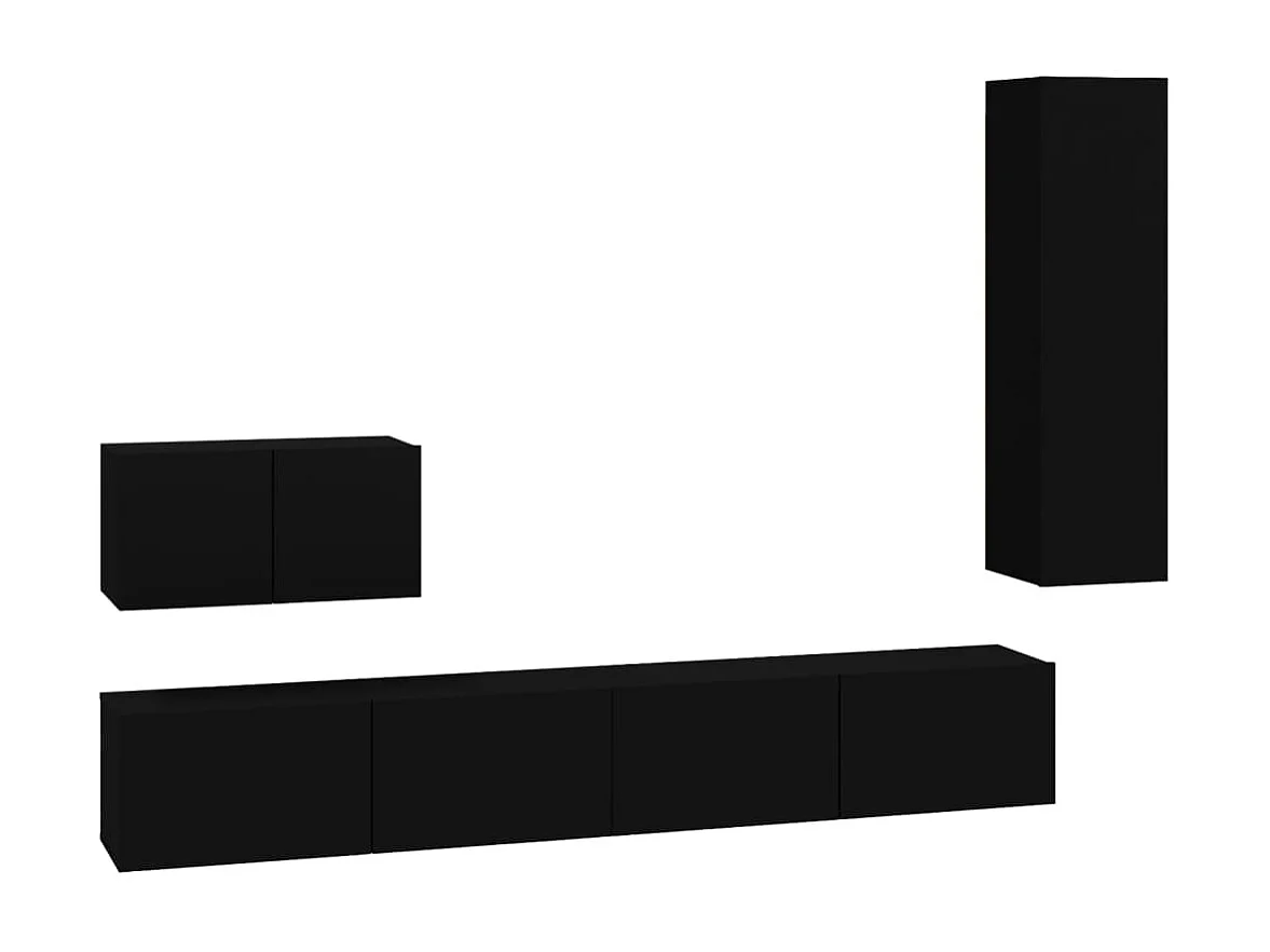 Meubles TV 4 pcs Noir Bois d'ingénierie BE49560