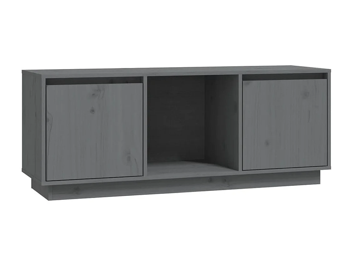 Meuble TV Gris 110,5x35x44 cm Bois de pin massif BE95530