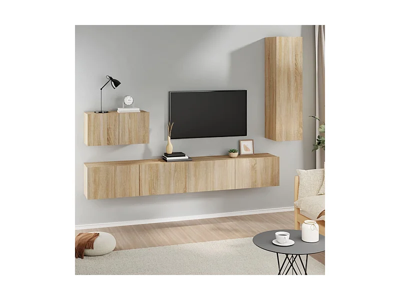 4-tlg. TV-Schrank-Set,TV-Möbel Sonoma-Eiche Holzwerkstoff -gkd895444