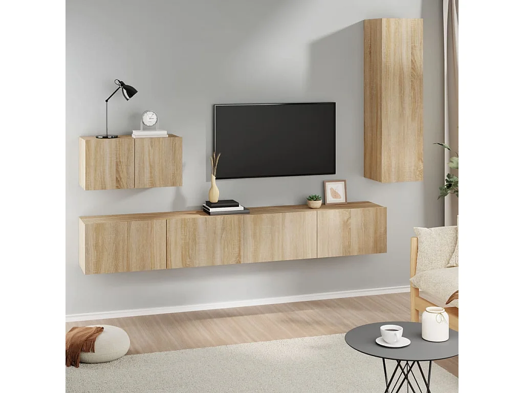 4-tlg. TV-Schrank-Set,TV-Möbel Sonoma-Eiche Holzwerkstoff -gkd895444