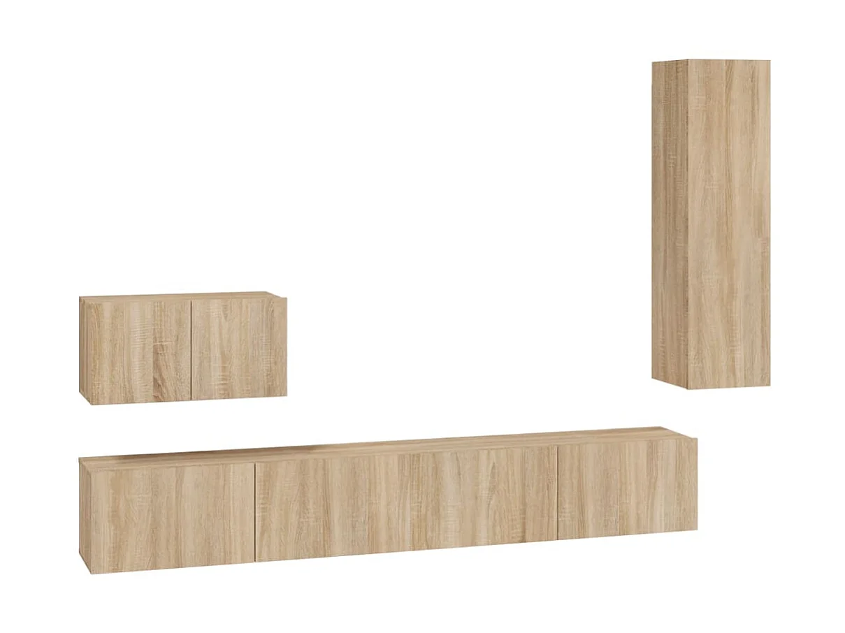 4-delige Tv-meubelset bewerkt hout sonoma eikenkleurig NL77849