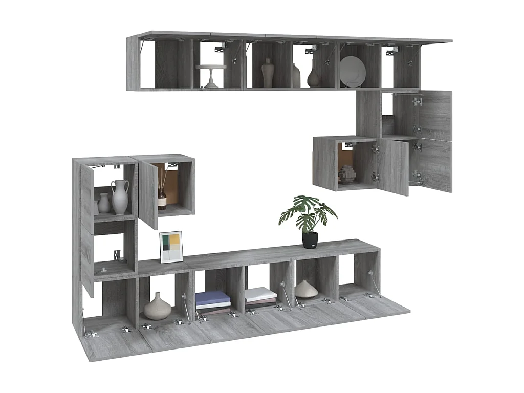 Ensemble de Meubles TV 10 pcs Sonoma gris Bois d'ingénierie GR11643