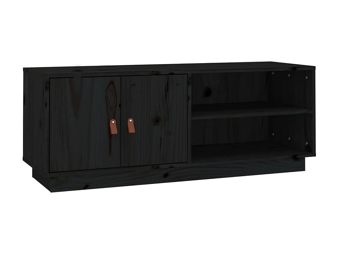 Meuble TV Noir 105x34x40 cm Bois de pin massif BE48478