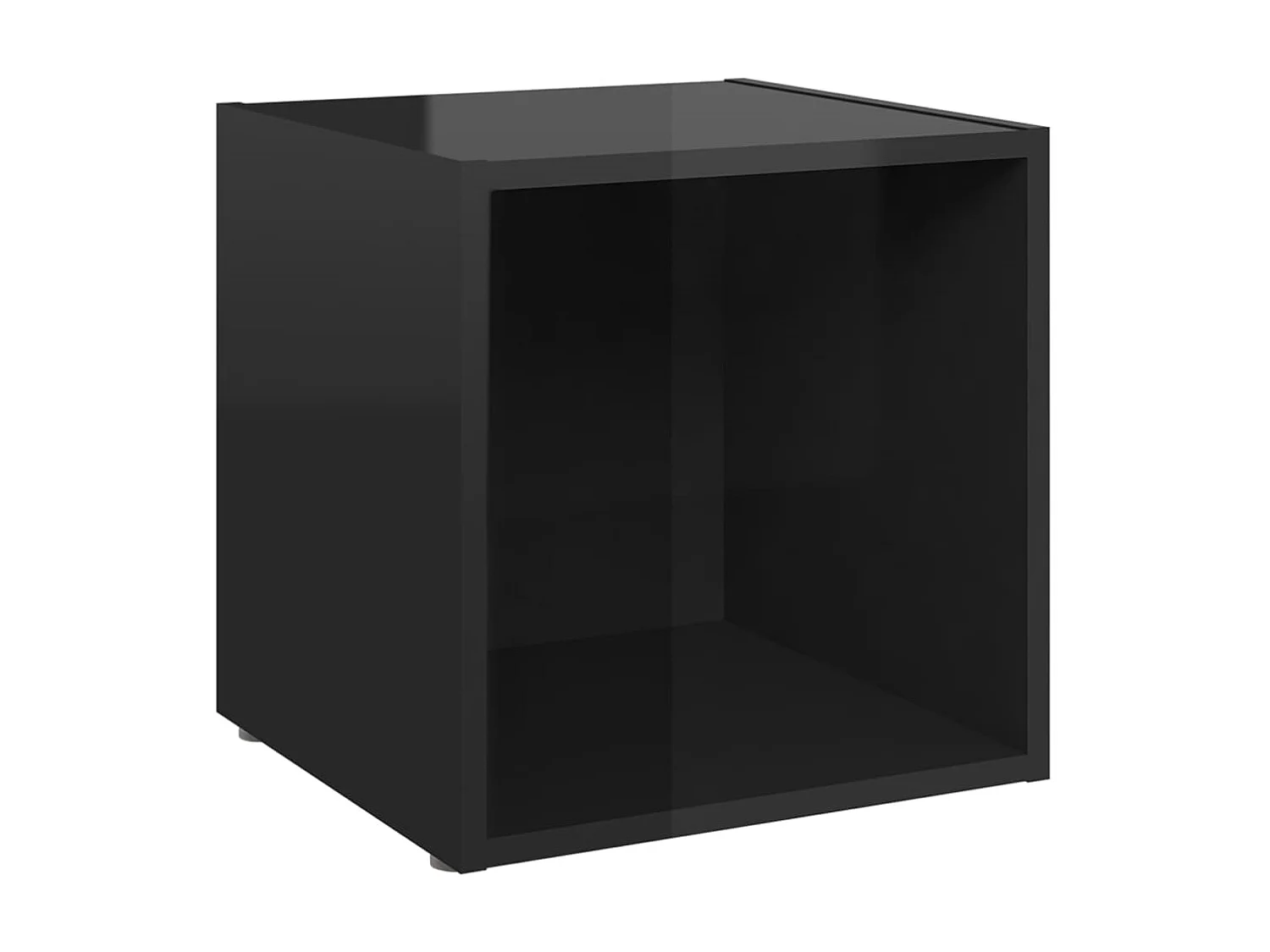 Mobili Porta TV | Armadietti TV 4pz Nero Lucido 37x35x37 cm Legno Multistrato