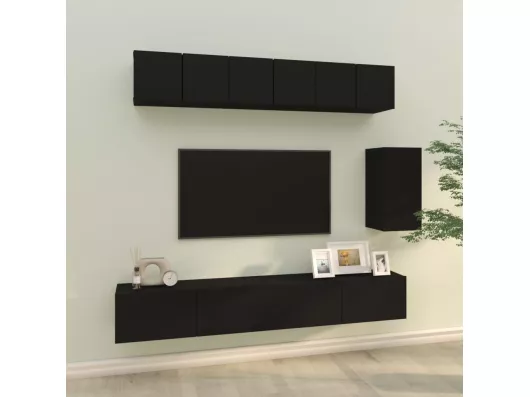 Kauf Unique 6-tlg. TV-Schrank-Set,TV-Möbel Schwarz Holzwerkstoff -gkd247366