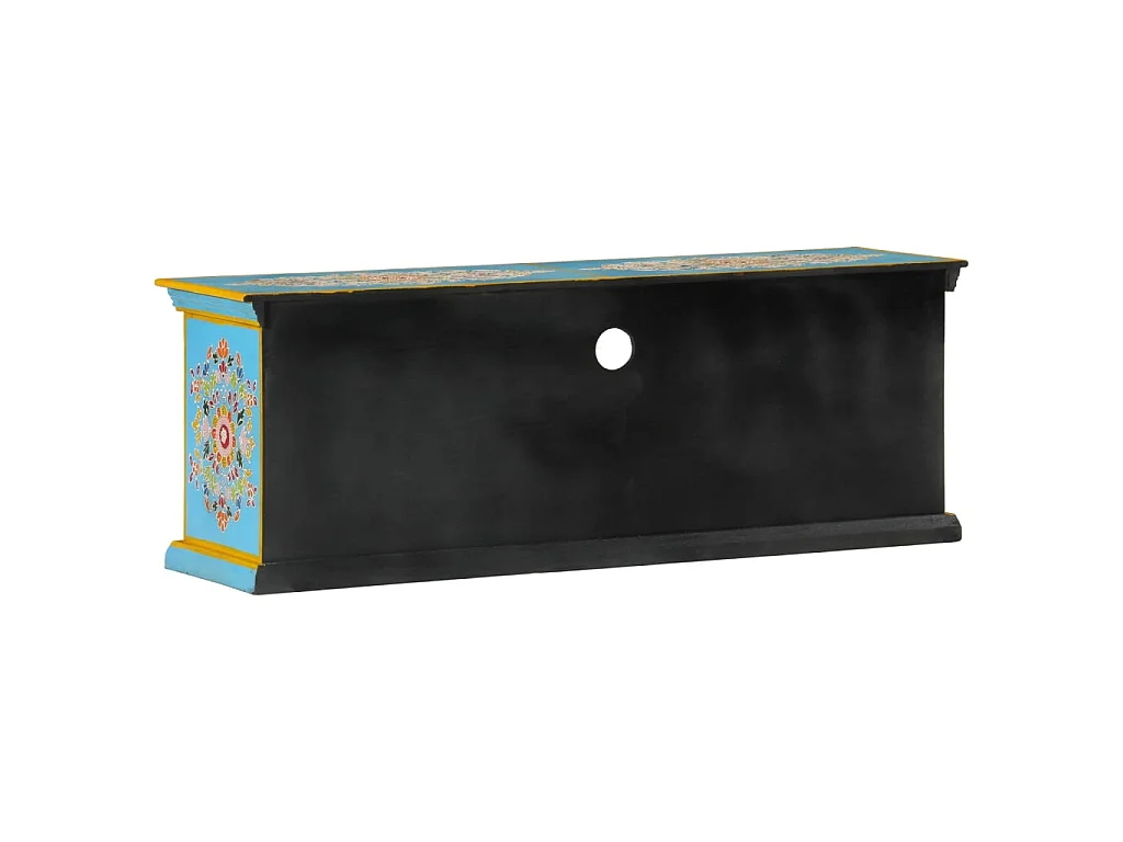 Móvel de TV 110x30x40 cm madeira de mangueira maciça azul PT946059