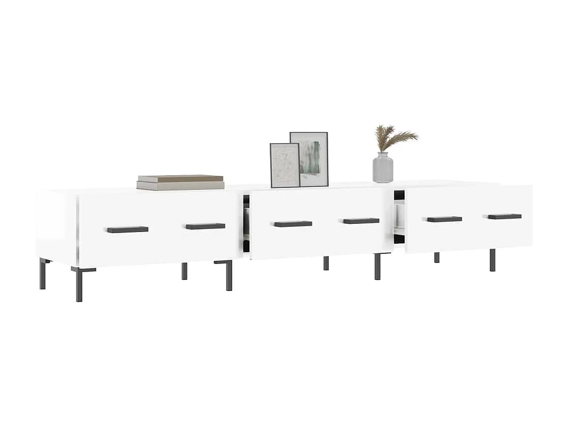 Mueble de TV madera de ingeniería blanco brillo 150x36x30 cm ES48204