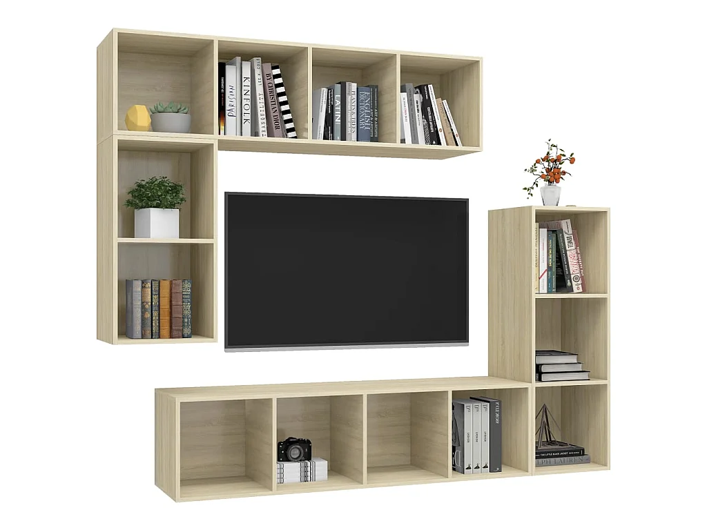 4-tlg. TV-Schrank-Set,TV-Möbel Sonoma-Eiche Holzwerkstoff -gkd106328